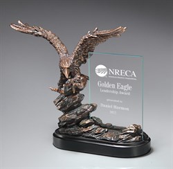 Image of Bronze Antique Eagle With Crystal Tablet