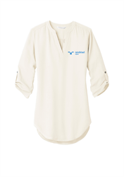 Image of Women's Digital 3/4-Sleeve Tunic Blouse, Ivory