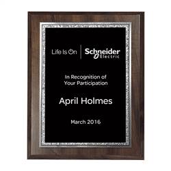 Image of Walnut Finish Plaque with Black Florentine Award
