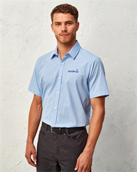 Image of Artisan Collection by Reprime Men's Microcheck Gingham Short-Sleeve Cotton Shirt