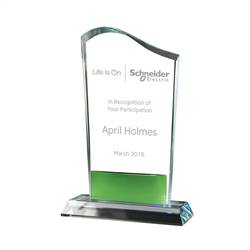 Image of Curved Beveled Top Crystal with Bowed Glass Accent Award
