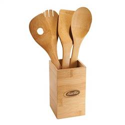 Image of Bamboo 4-pc Kitchen Tool Set and Canister