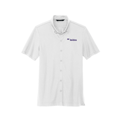 Image of M+M stretch pique full-button polo - men's