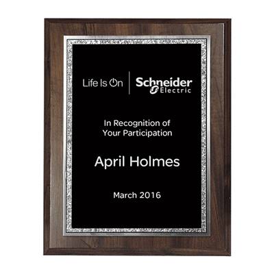 Walnut Finish Plaque with Black Florentine Award